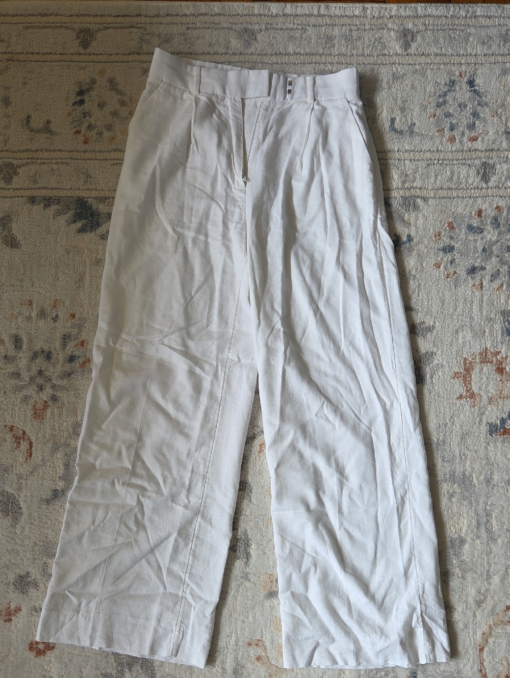 White Linen-Blend Relaxed Trousers
